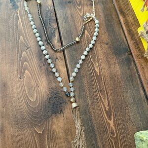 Elegant Gold and Cream Beaded Necklace